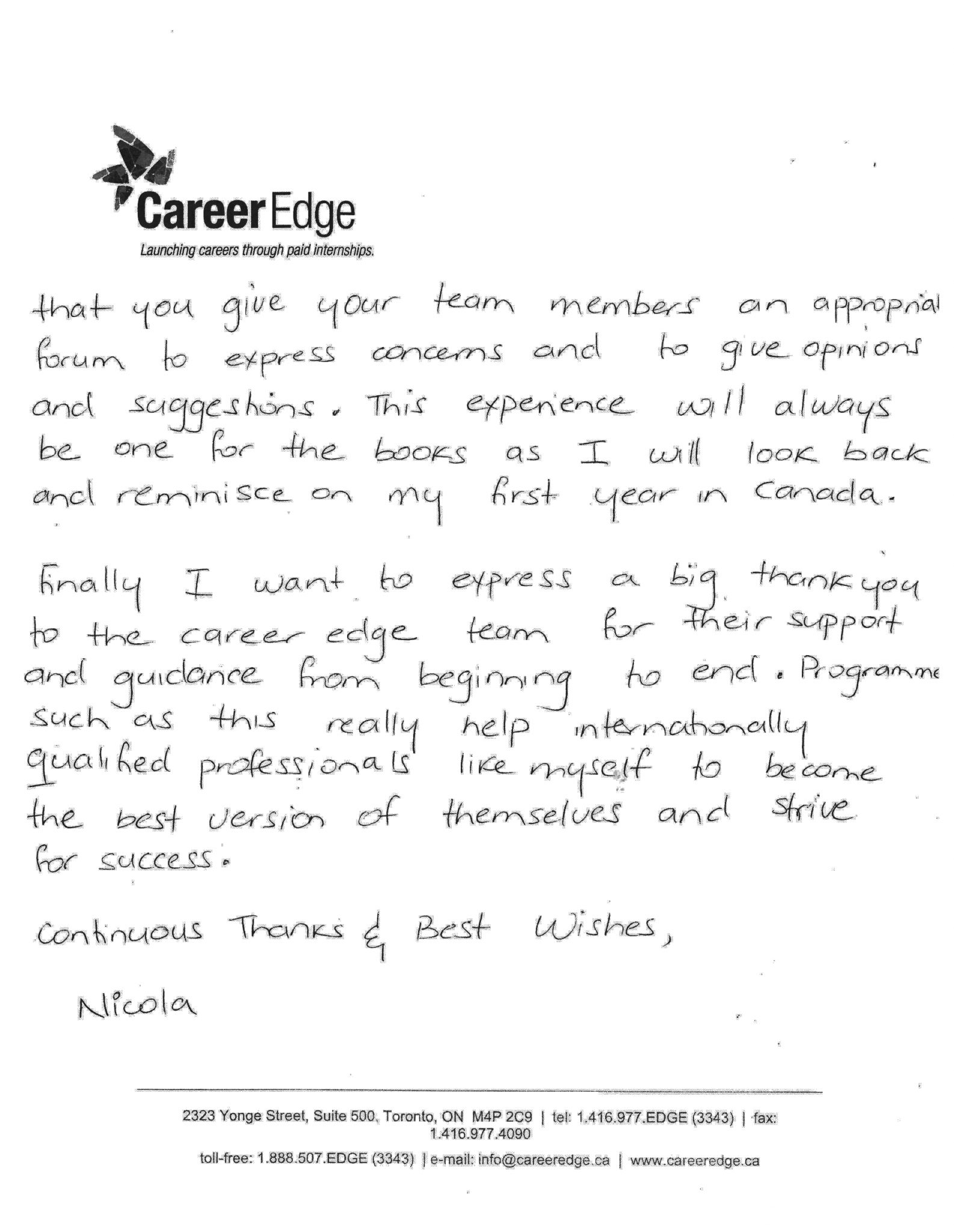 Intern Thank You Letter from www.careeredge.ca